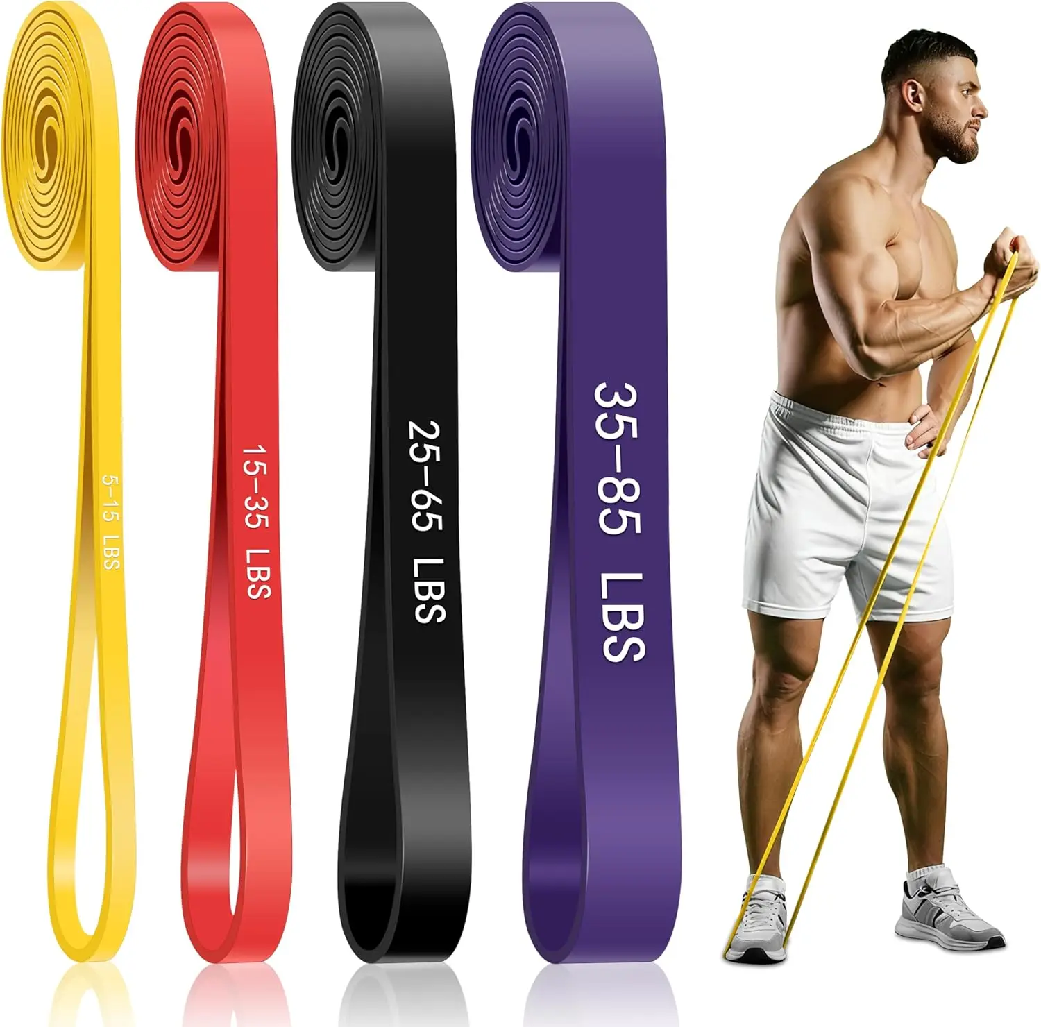 Pull Up Assist Band - 4-Level Resistance Bands for Full-Body Workouts,