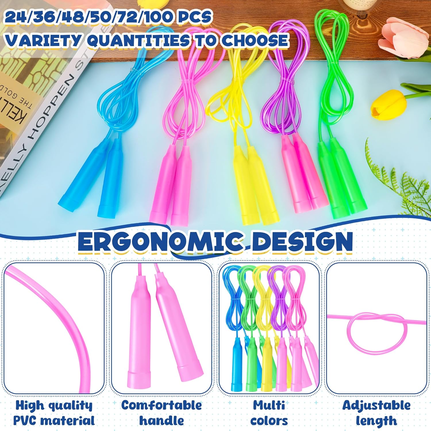 Colorful Adjustable Jump Ropes - Skipping Rope Pvc 评论和价格