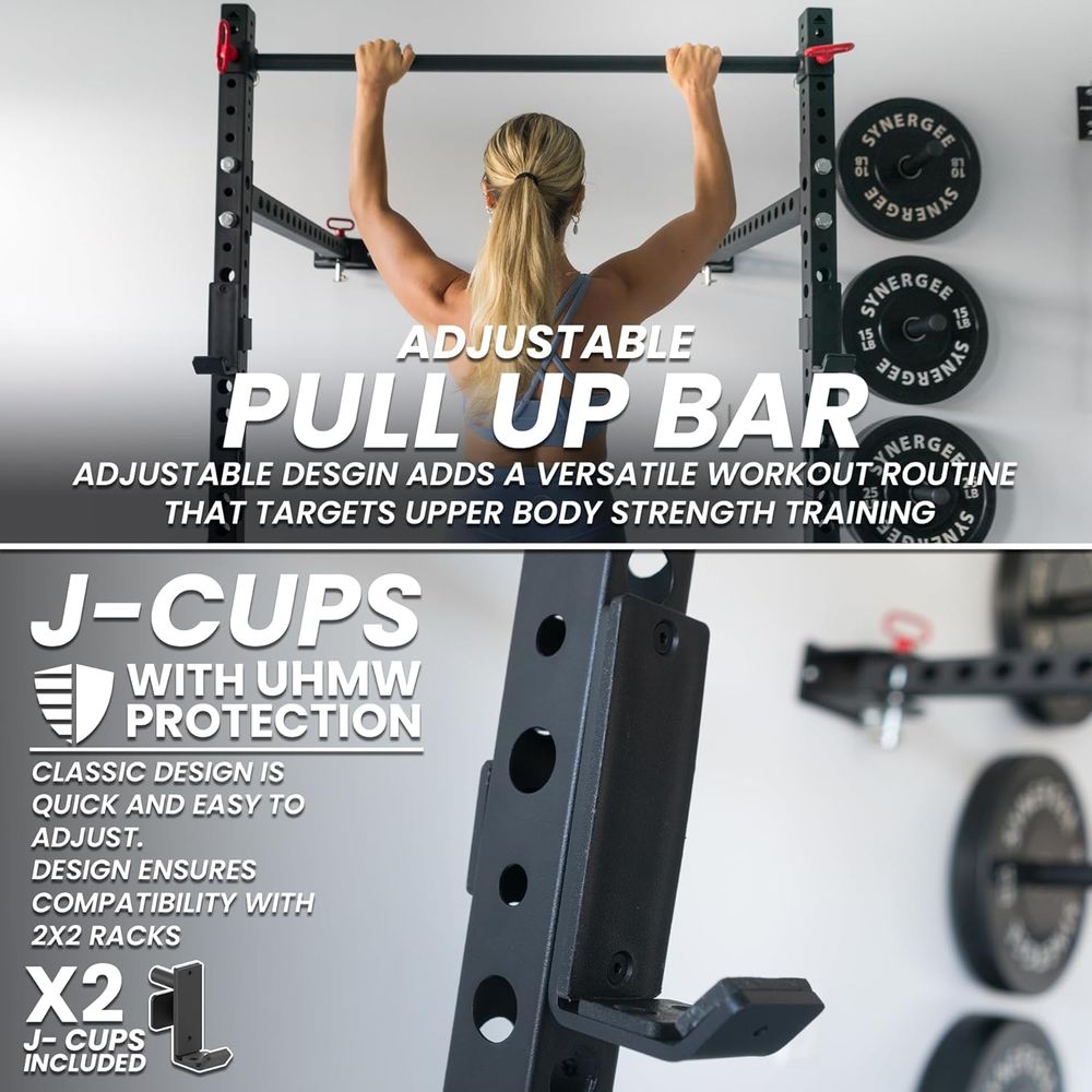 Adjustable Squat Rack with J-C - Pull Up Bar Grip 评论和价格